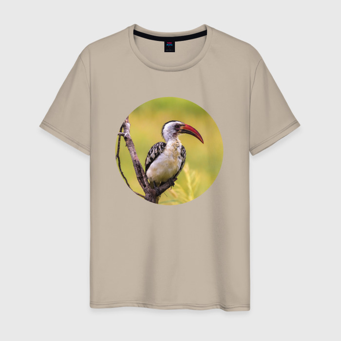 Мужская футболка хлопок Птица носорог фото