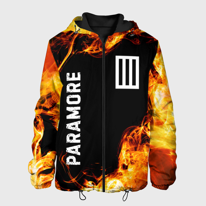 Мужская куртка 3D Paramore и пылающий огонь фото
