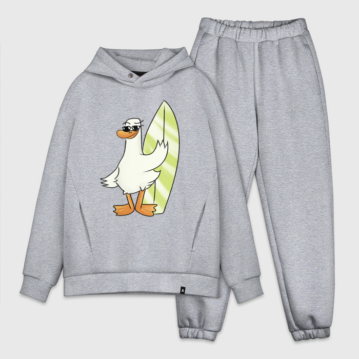 Мужской костюм oversize хлопок Гусь серфингист в очках фото