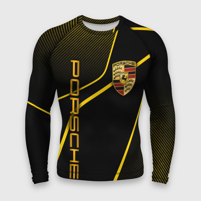 Мужской рашгард 3D Porsche   Gold line фото