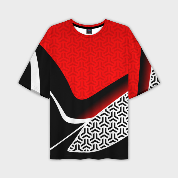 Мужская футболка oversize 3D Геометрическая униформа   красная фото