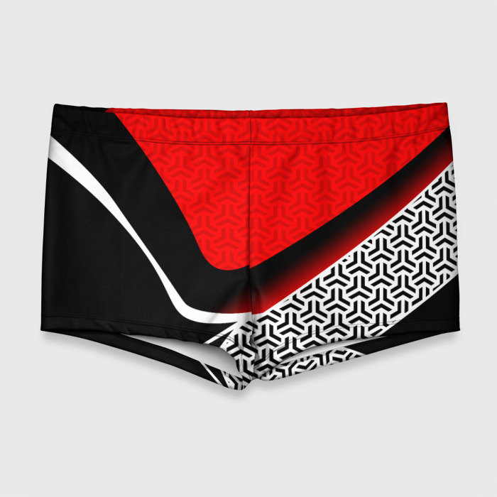 Мужские купальные плавки 3D Геометрическая униформа   красная фото
