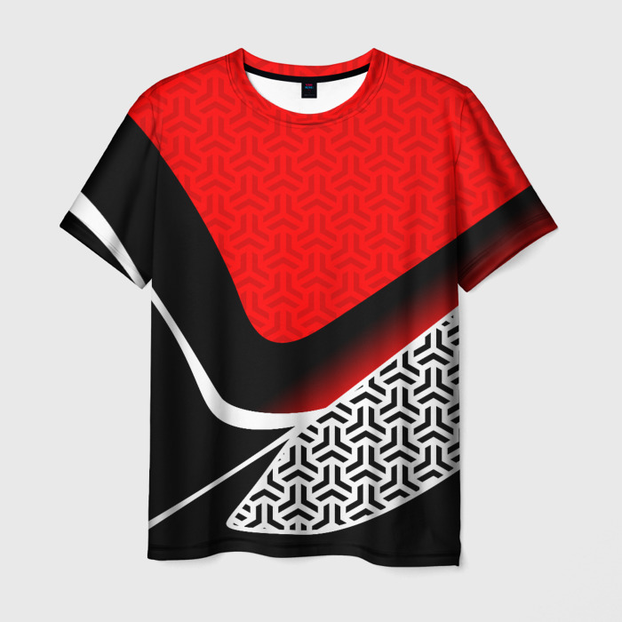 Мужская футболка 3D Геометрическая униформа   красная фото