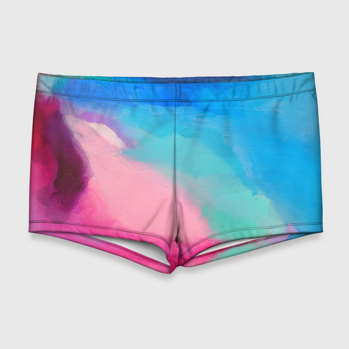 Мужские купальные плавки 3D Голубые и розовые краски фото