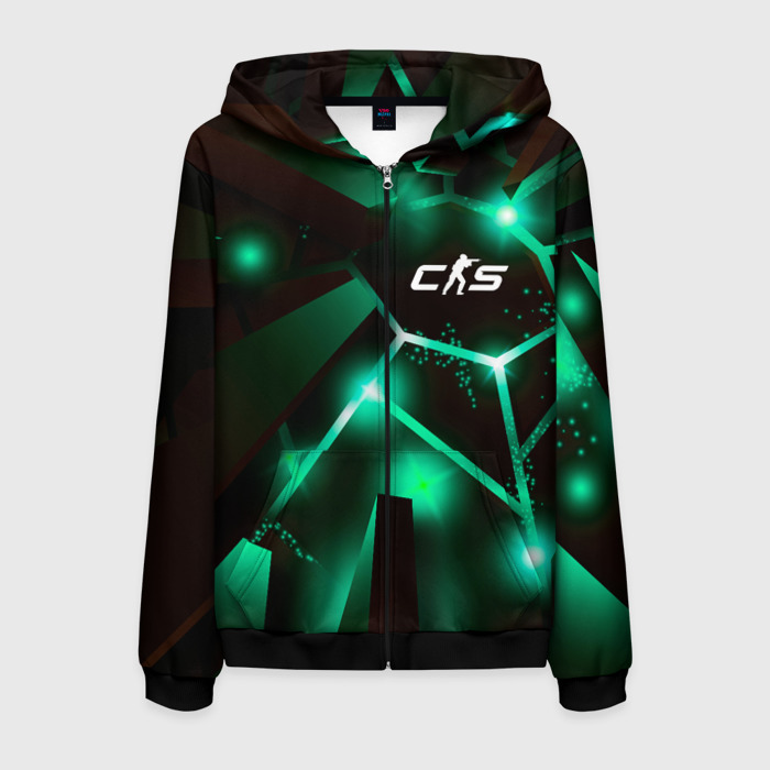 Мужская толстовка 3D на молнии Counter Strike 2 разлом плит фото