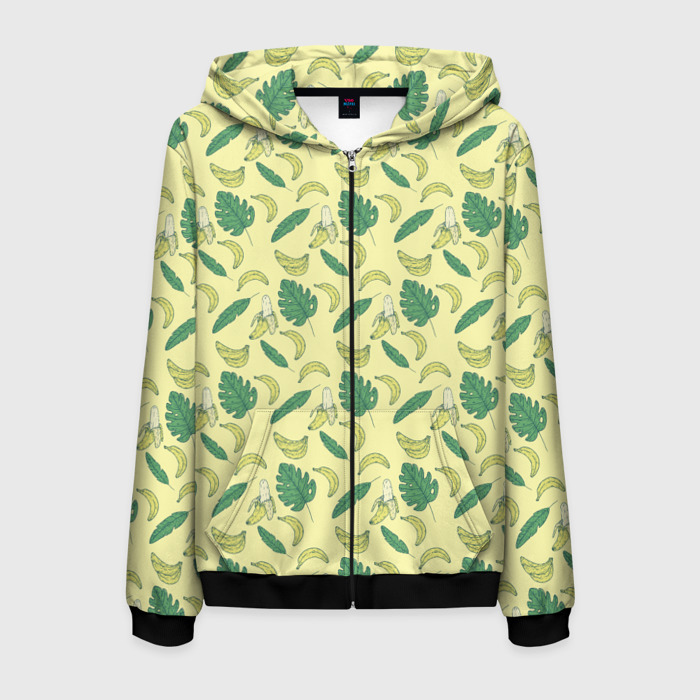 Мужская толстовка 3D на молнии Бананы паттерн фото