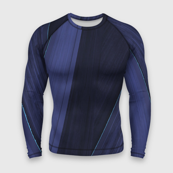 Мужской рашгард 3D Синие и тёмные полосы фото