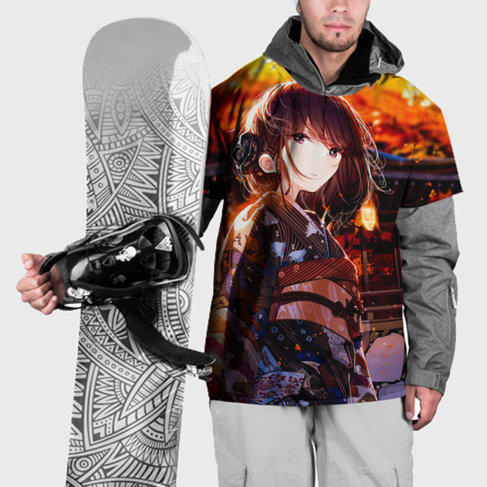 Накидка на куртку 3D Девушка в кимоно фото