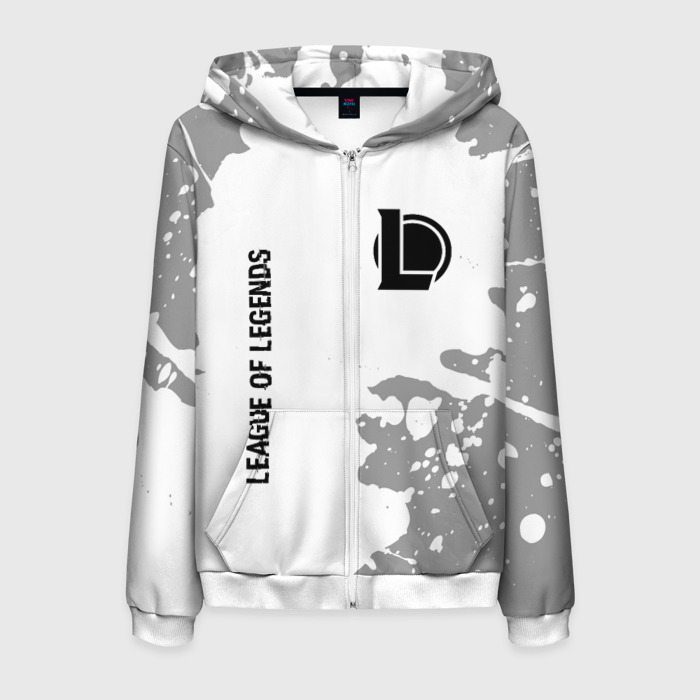 Мужская толстовка 3D на молнии League of Legends glitch на светлом фоне: надпись, символ фото