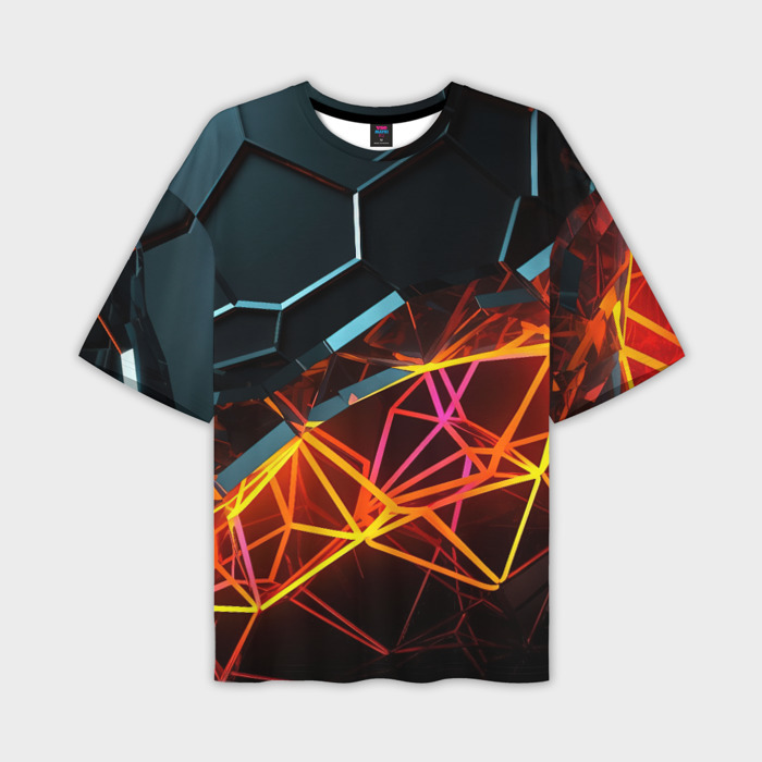 Мужская футболка oversize 3D разломленные плитки фото