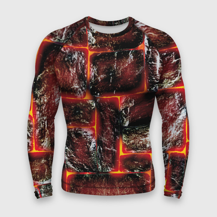 Мужской рашгард 3D Камни в пылающей лаве фото
