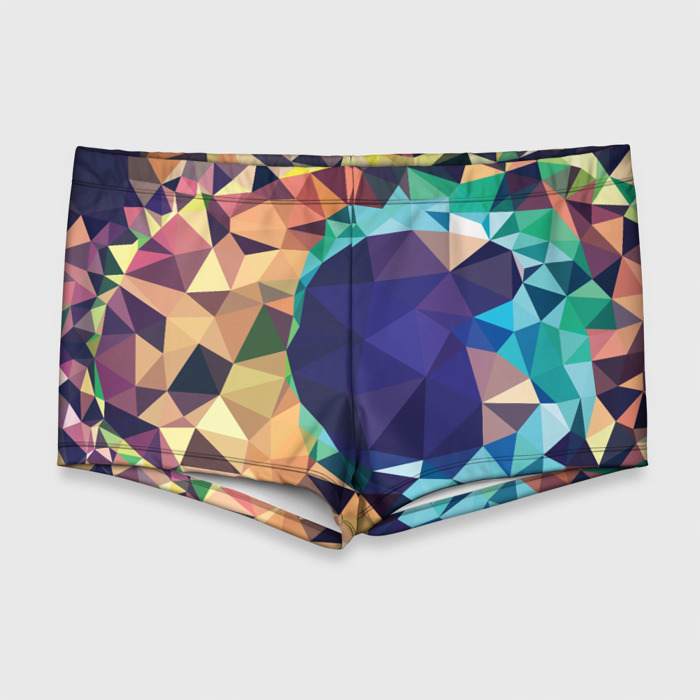 Мужские купальные плавки 3D Красочная многоугольная абстракция фото