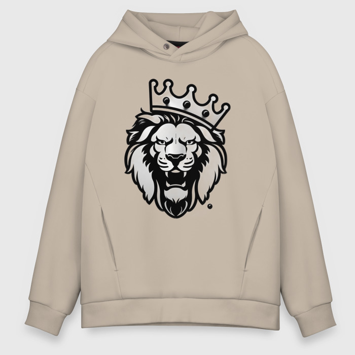Мужское худи Oversize хлопок Грозный лев фото