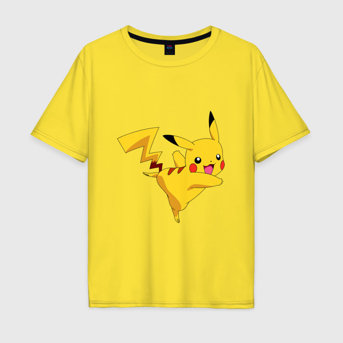 Мужская футболка хлопок Oversize желтый заяц покемон фото