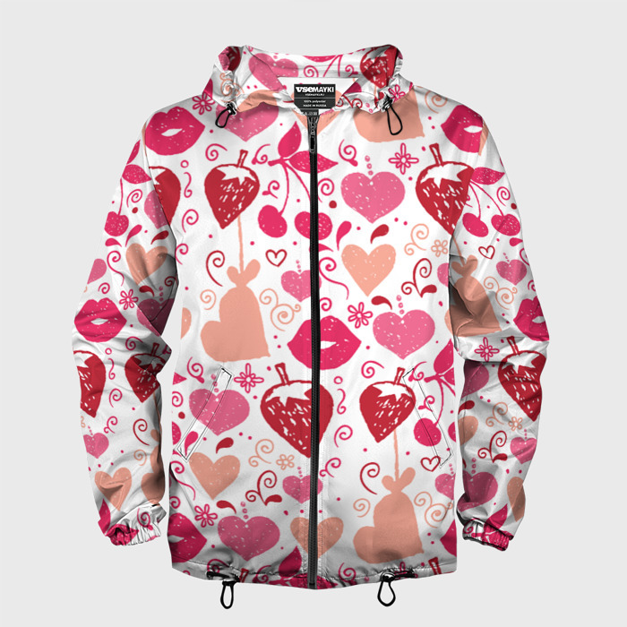 Мужская ветровка 3D Клубничная любовь фото