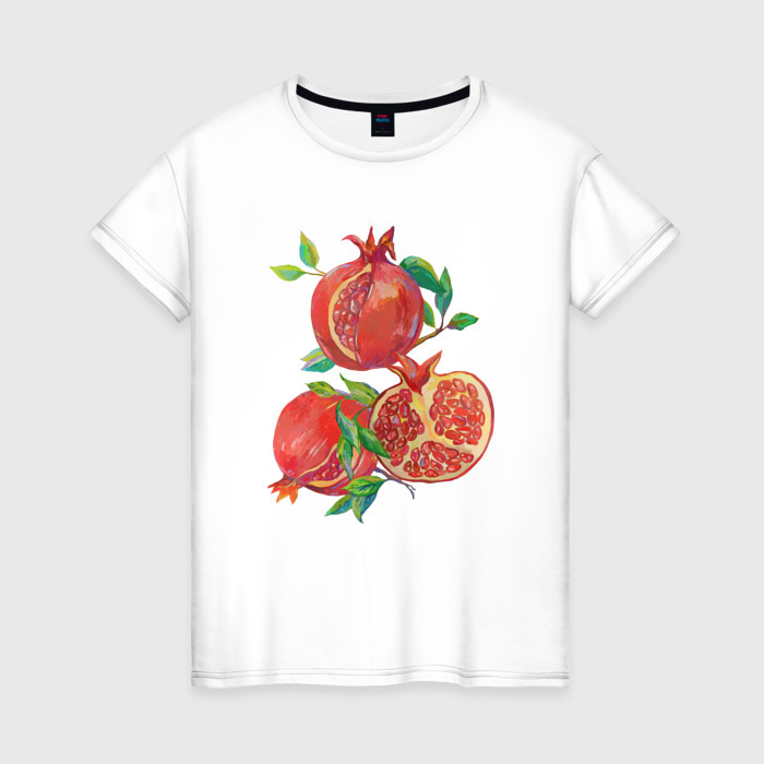 Женская футболка хлопок Гранаты на ветке фото