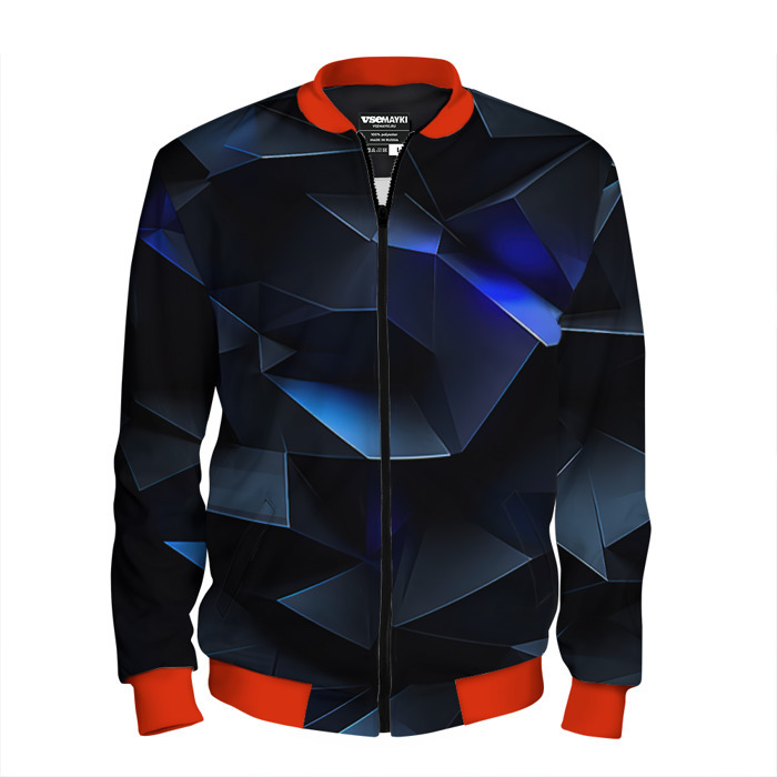 Мужской бомбер 3D синие и черные кубы фото