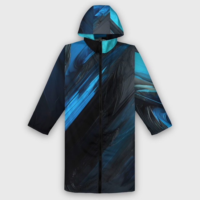 Дождевик унисекс 3D Синяя краска на черном фоне фото