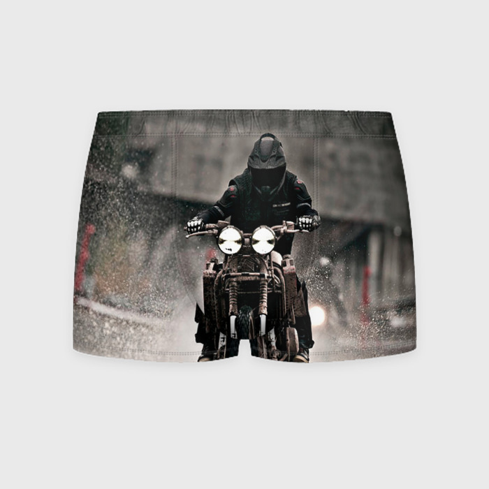 Мужские трусы 3D Мотоцикл в дождь фото