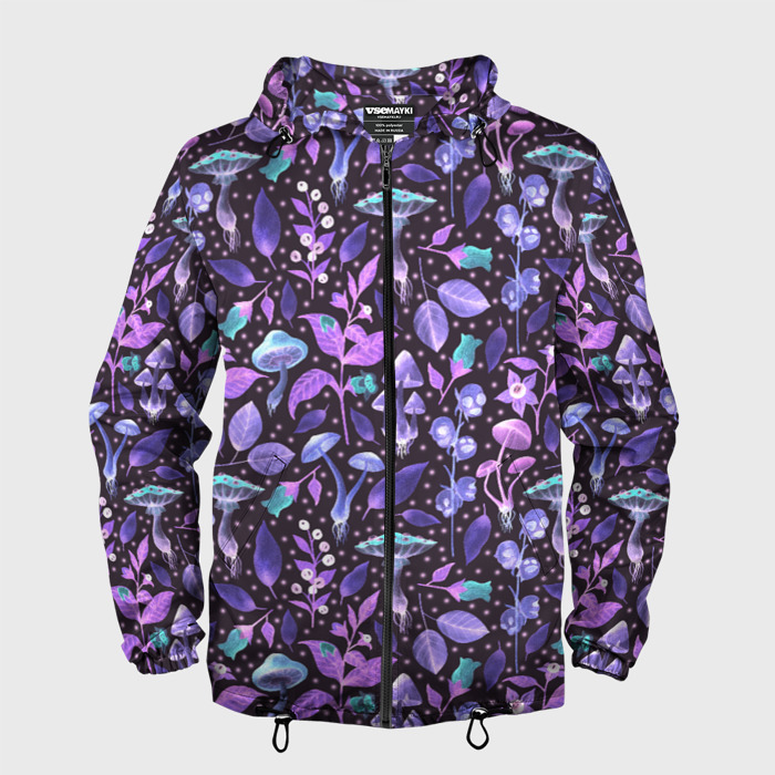 Мужская ветровка 3D Неоновый лес фото