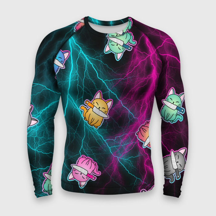 Мужской рашгард 3D Котики и стихия фото