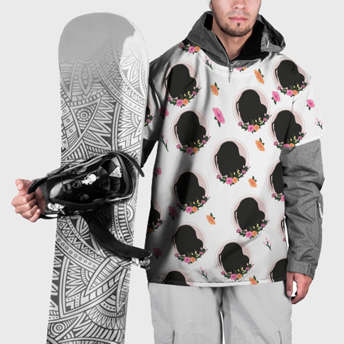 Накидка на куртку 3D Женский силуэт с цветами фото