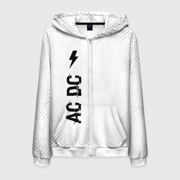 Мужская толстовка 3D на молнии AC DC glitch на светлом фоне: по вертикали фото