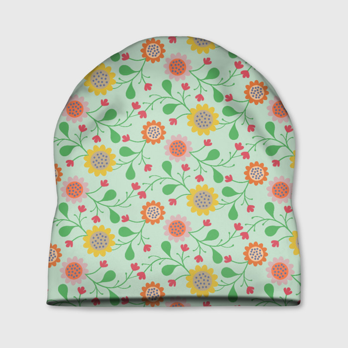 Шапка 3D Узор цветов фото