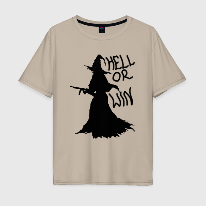 Мужская футболка хлопок Oversize Hell or win фото