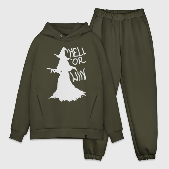 Мужской костюм oversize хлопок Hell or win white фото