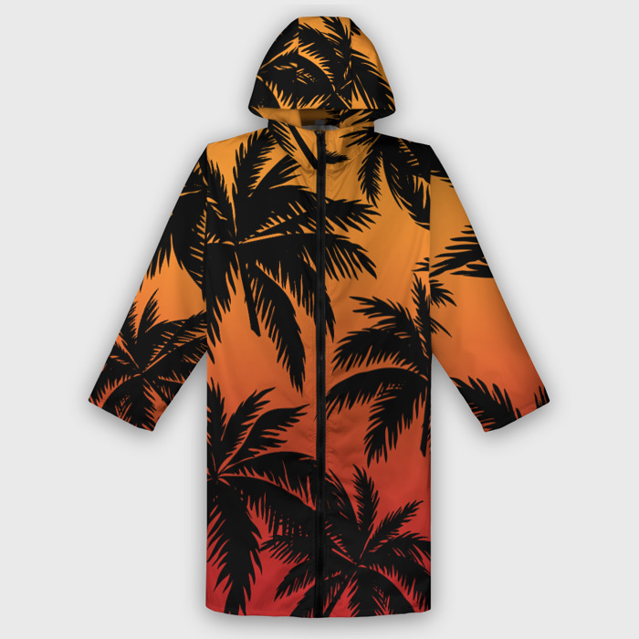 Дождевик унисекс 3D Пальмы на красном закате фото