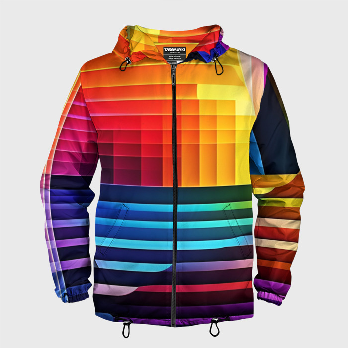 Мужская ветровка 3D Неоновые полоски фото