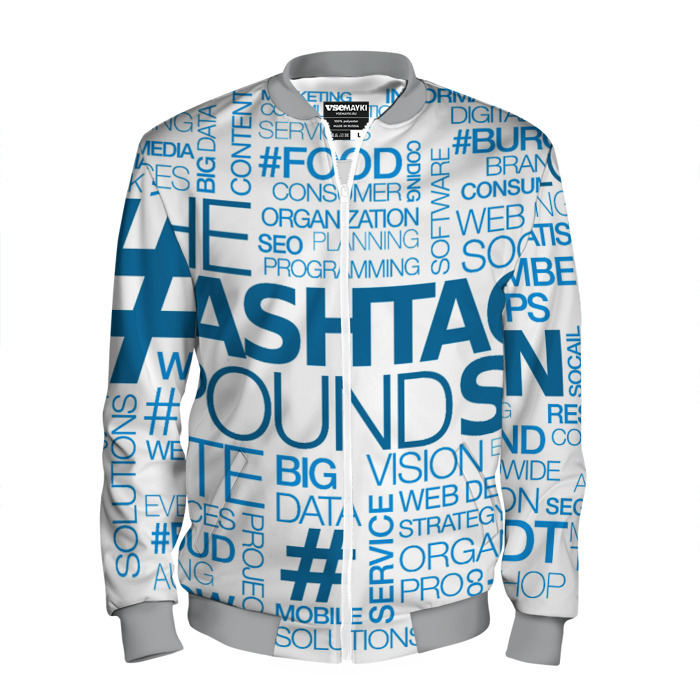 Мужской бомбер 3D Хештеги фото