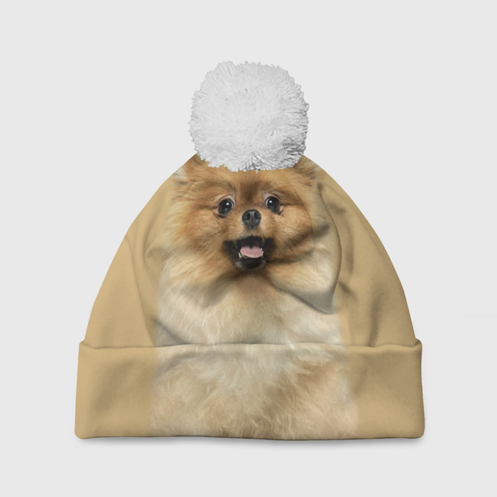 Шапка 3D c помпоном Померанский шпиц собака фото