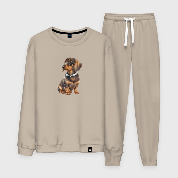 Мужской костюм хлопок Милая такса с бантом фото