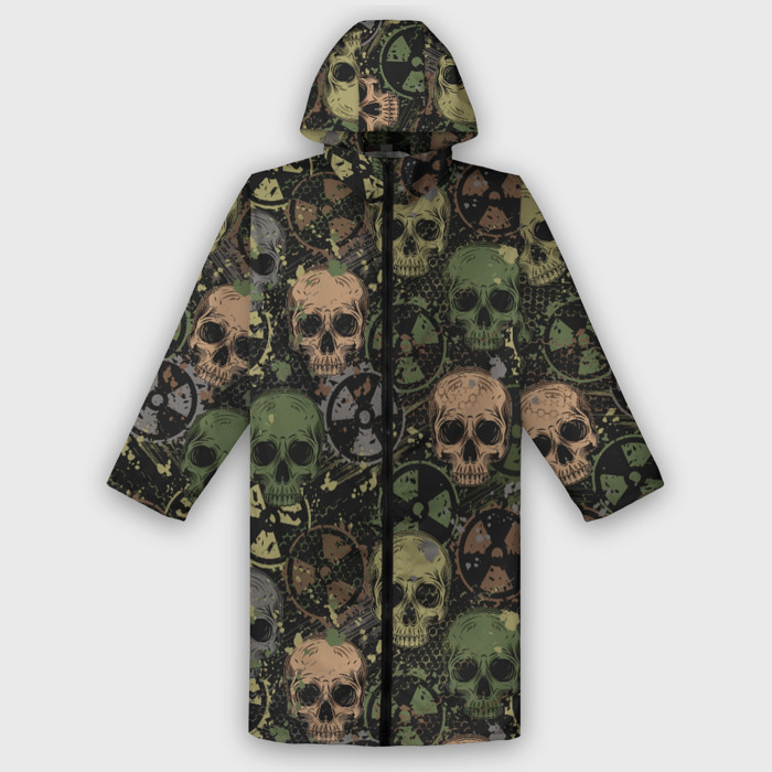 Дождевик унисекс 3D Черепа со знаками радиактивности фото