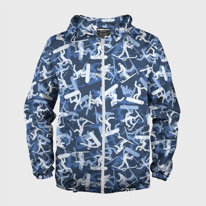 Мужская ветровка 3D Сноубордист и Лыжник   камуфляж фото