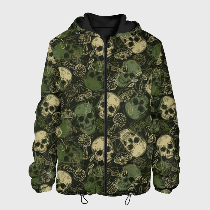 Мужская куртка 3D Камуфляж с черепами и грибами фото