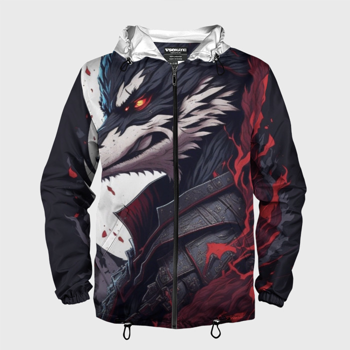 Мужская ветровка 3D Волк в полнолуние фото
