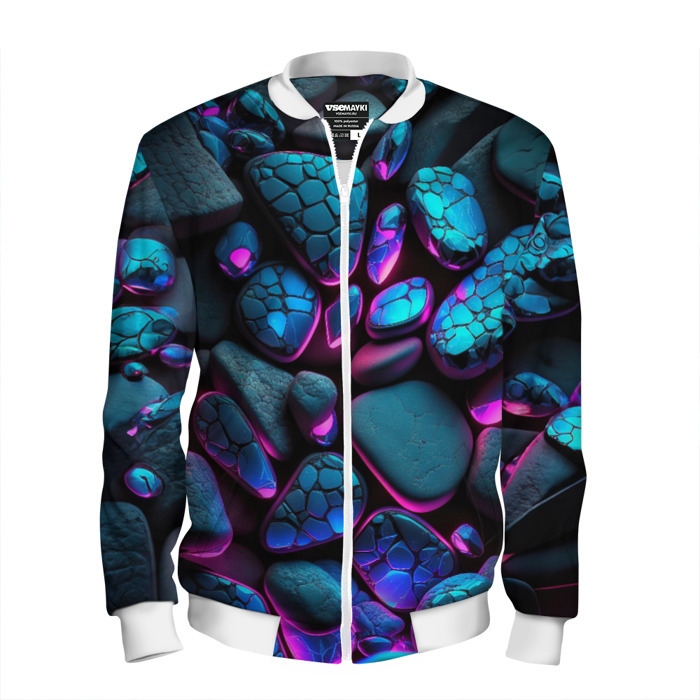 Мужской бомбер 3D Неоновые камни фото