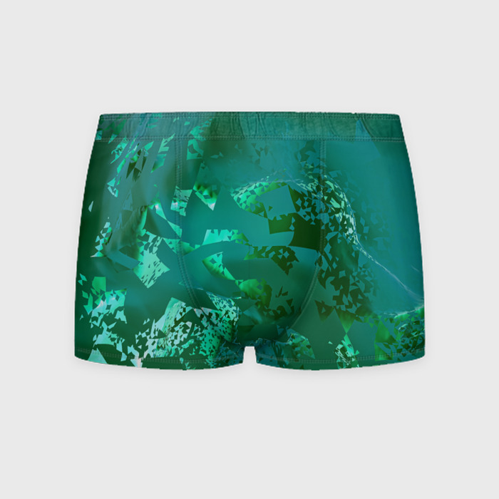 Мужские трусы 3D Зелёные обрывки фигур фото
