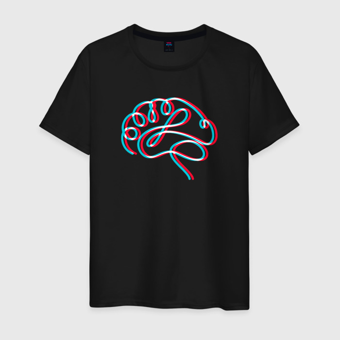 Мужская футболка хлопок Мозг в стиле неон фото