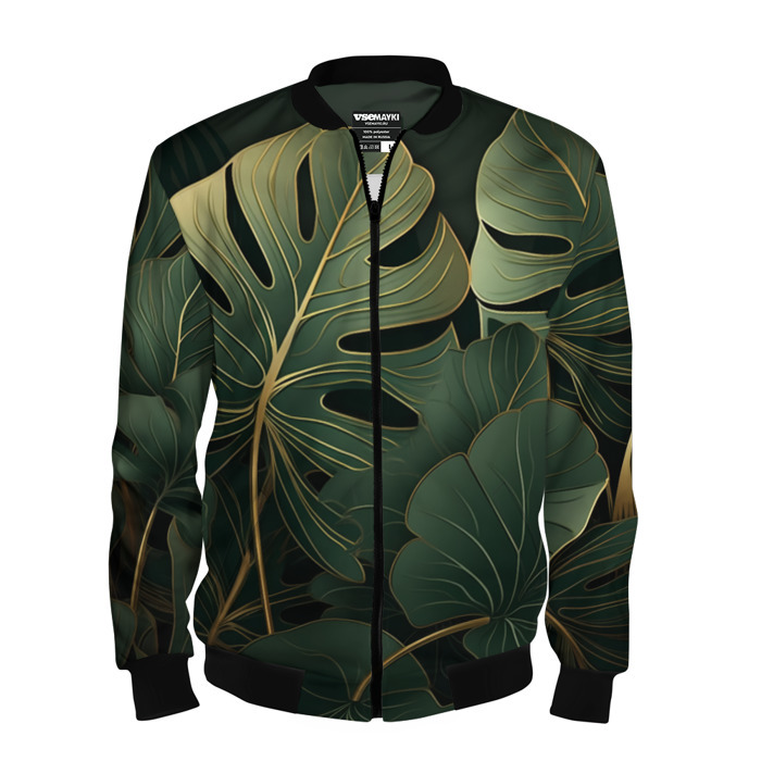 Мужской бомбер 3D Листья монстеры: арт нейросети фото
