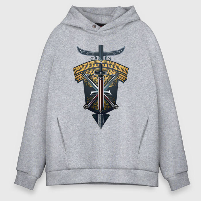 Мужское худи Oversize хлопок Рыцарские щит и меч фото