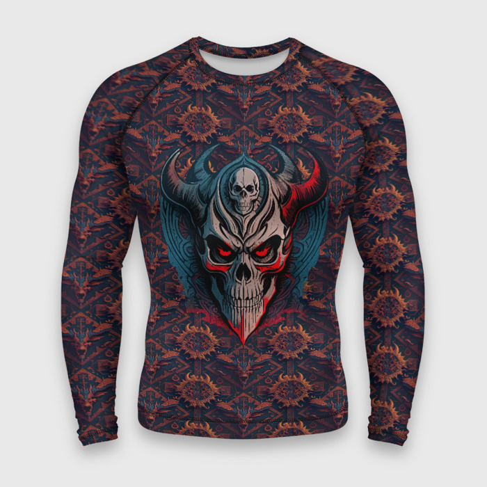 Мужской рашгард 3D Демонический рыцарь скелет фото