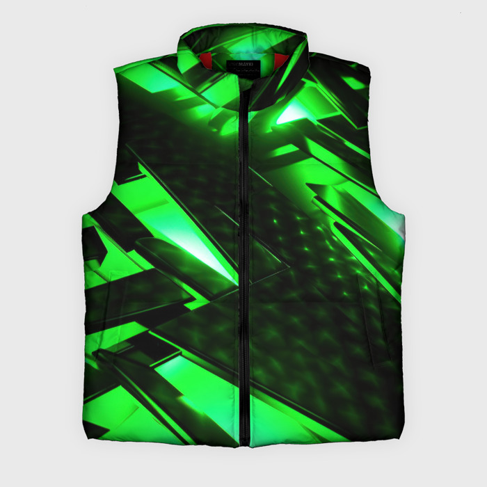 Мужской жилет утепленный 3D Яркий зеленый  неон фото