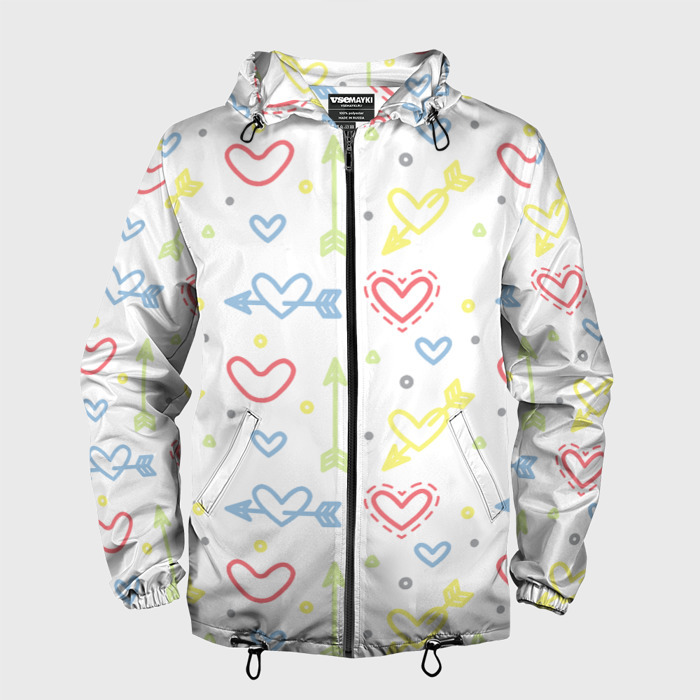 Мужская ветровка 3D Color hearts фото