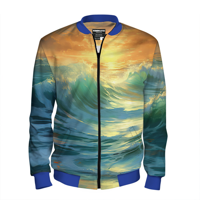 Мужской бомбер 3D Море в закате фото
