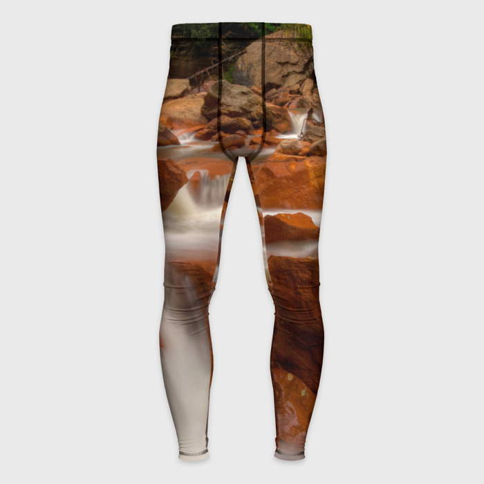 Мужские тайтсы 3D Оранжевые камни и водопад фото