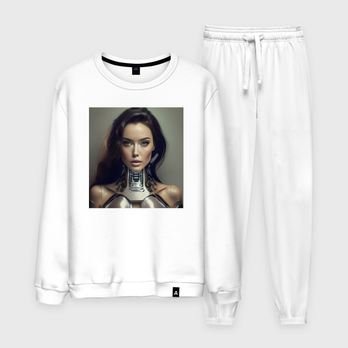 Мужской костюм хлопок Девушка робот   нейросеть фото